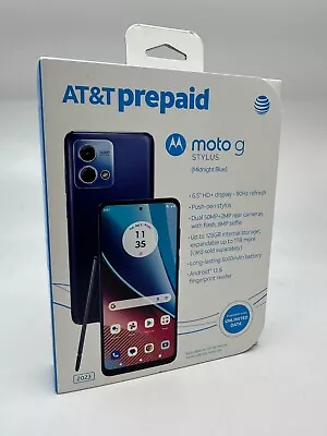 New/Sealed AT&T Motorola Moto G Stylus 2023 6.5  128GB 4GB RAM Midnight Blue LTE • $84.95