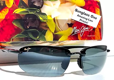 NEW Maui Jim HOOKIPA Gloss Black POLARIZED Grey Lens Sunglass 407-02 • $188.86