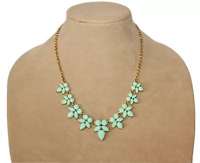 J. CREW Gold Mint Floral Stone Statement Necklace 19  Signed W/Tag Never Worn • $19.99