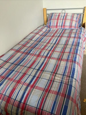 £4 • Buy Next Boys Navy And Red Check Single Bed Duvet Covers X 2