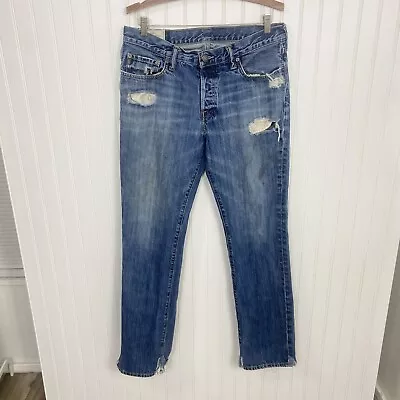 Abercrombie & Fitch Distressed Denim Jeans Mens 34 X 32 Button Fly Y2k • $22