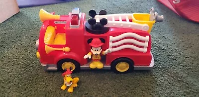 Disney Mickey Mouse Clubhouse FIRE TRUCK & 2 FIREFIGHTER Figure Sound WORKS • $18.99