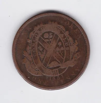 1837 Province Du Bas Canada One Penny Bank Token Deux Sous Concordia Salus W-981 • $22.83