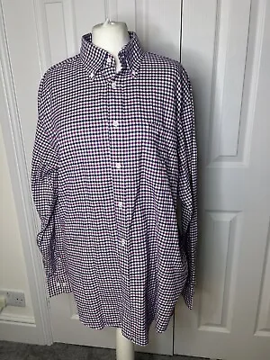 Faconnable Long Sleeve Shirt Size XL 100% Cotton Classic Purple Blue & White • £20