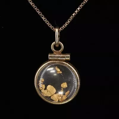 VTG Gold Filled - 22K Gold Flakes In Glass Pendant 18.5  Necklace - 3g • $7.50