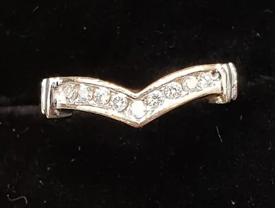 Vintage 9 Ct Gold V Shaped Diamond Half Eternity Ring Size O 1/2 7 1/4 • $180.53