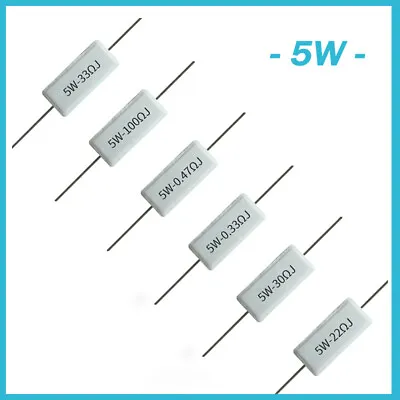5 Watt Axial Ceramic Cement Power Resistor 5W 0.1 Ohm -100K Ohm - ALL SIZE • $2.99