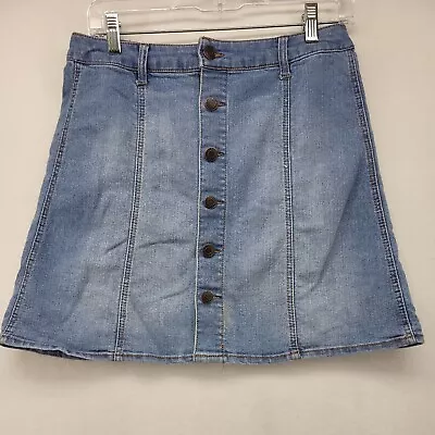 Mossimo Supply Co. Women's Skirt Blue Size 10 Denim Mini Button Front Coastal  • $18.50