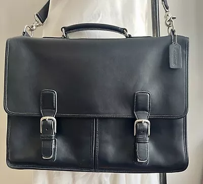 Vintage COACH Attache Black Leather Messenger  Briefcase A0S-5328 • $50