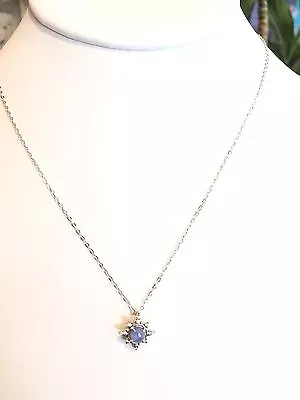 $18 • Buy Nadri Holiday Star Pendant Necklace Blue/Sterling Silver 925 Stamped