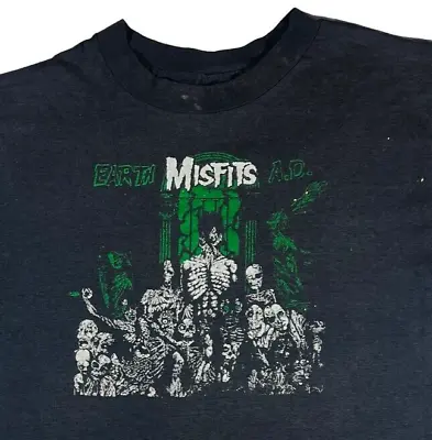 1983 MISFITS Earth A.D. Original Vintage Distress Black T-Shirt XL • $1695