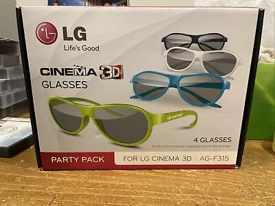 LG Cinema 3D Glasses Party Pack 4 Glasses For LG Cinema 3D AG-F315 Boxed • £10.99