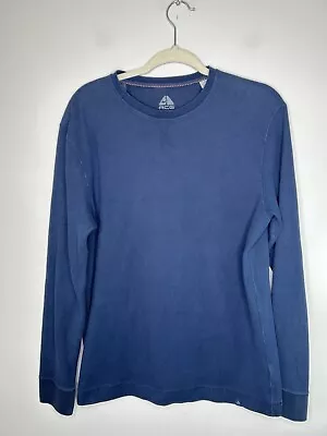 Vintage Nike ACG Shirt Mens Blue Long Sleeve Waffle Knit Thermal Fit Dry Medium • $32