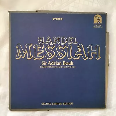Handel Messiah Sir Adrian Boult Deluxe Limited Edition 3 LP Boxset SQN 109X • £9.99