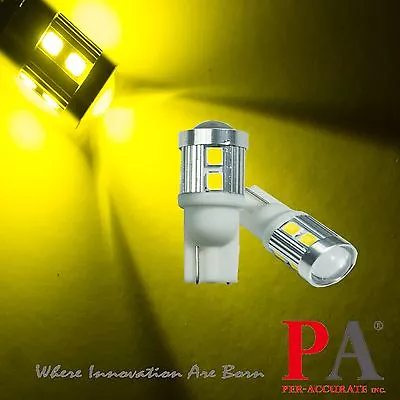 2x T10 W5W 168 921 Golden Yellow 2835 10 SMD LED Turn Signal Light Blinker Bulb • $13.49