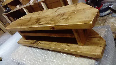 Corner TV Unit Stand Cabinet Rustic Chunky Solid Wood Handmade. Oak Wax. 120cm • £108