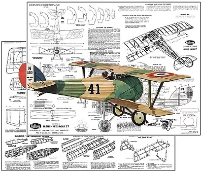 Guillows Model Airplane Plans (FF): Nieuport 27 18  Scale Rubber-Powered • $12