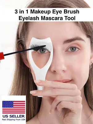 New 3in1 Makeup Eye Brush Eyelash Mascara Curler Applicator Guard Comb Guide • $3.95