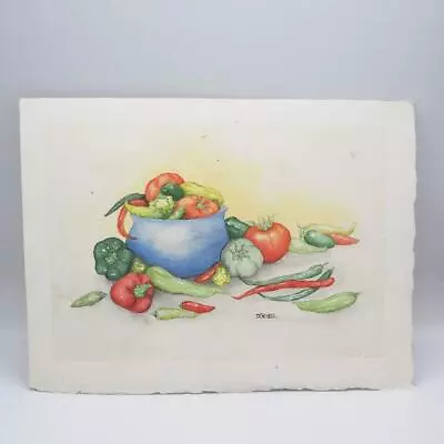 Watercolor Painting Still Life Hot Peppers In Bowl • $73.49