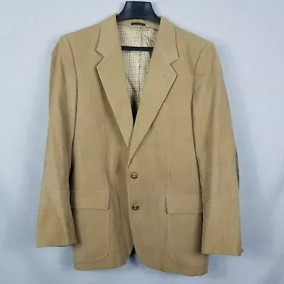 Caravelle Sport Coat Jacket Blazer Tan Cowboy Corduroy Elbow Pads 40R • $18.99