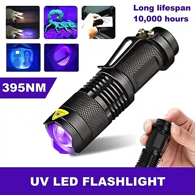 UV Rechargeable LED Flashlight 395 Nm Inspection Lamp Torch USB Blacklight Light • $14.99