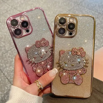 For IPhone 15 14 Pro Max 13 12 11 Cute Hello Kitty Cat Glitter Bling Case Cover • $10.99