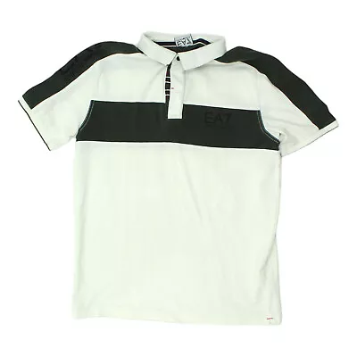 EA7 Emporio Armani Mens White Green Polo Shirt | Vintage High End Designer VTG • £20