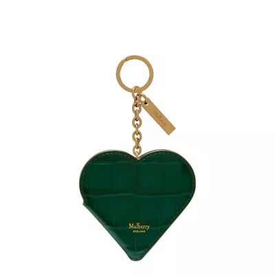 MULBERRY Jungle Green Heart Portrait Leather Keyring / Charm • £74.99