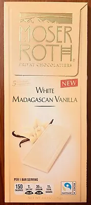 **NEW** ( 1 ) MOSER ROTH WHITE MADAGASCAN VANILLA CHOCOLATE  5-BAR 4.4-oz PACK • $10.99