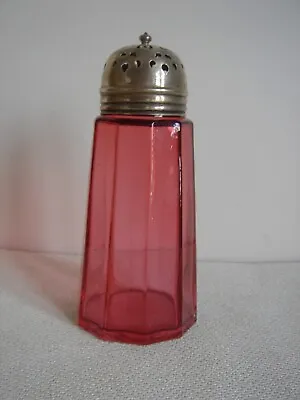 Vintage    Cranberry Glass    Sugar Shaker  Muffineer • $43.15