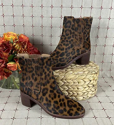 Madewell “The Autumn” High Chelsea Boot In Leopard Calf Hair Style MA422 Size 8 • $110