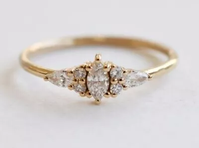 Wedding Ring 14K Yellow Gold Plated 1.50 Ct Marquise Lab Created Diamond • $35.59