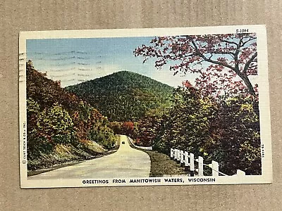 Postcard Manitowish Waters Wisconsin WI Scenic Greetings Country Road Vintage PC • $6.99