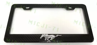 $38.99 • Buy 3D Mustang GT Emblem Carbon Fiber Style Stainless Steel License Plate Frame