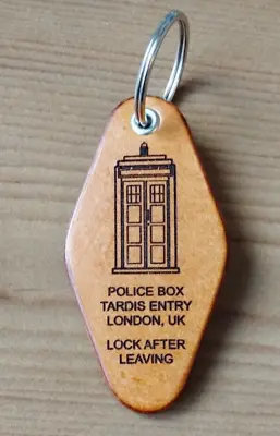 Dr Who Tardis Hotel Style Leather Key Fob Hand Made Laser Engraved Keyring • £12.99