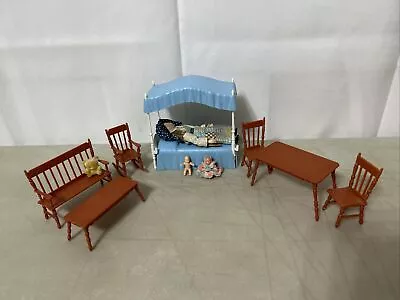 Knickerbocker Dollhouse Furniture Holly Hobbie 6” Doll Bed Table Chair Baby • $19.99