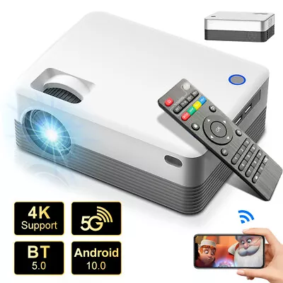 1080P/4K Smart Projector 8000 Lumens Bluetooth Android 10 LED Home Movie Theater • $94.04