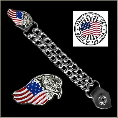 EAGLE USA FLAG VEST EXTENDER USA MADE Leather Biker Motorcycle Chopper Sportster • $7.99