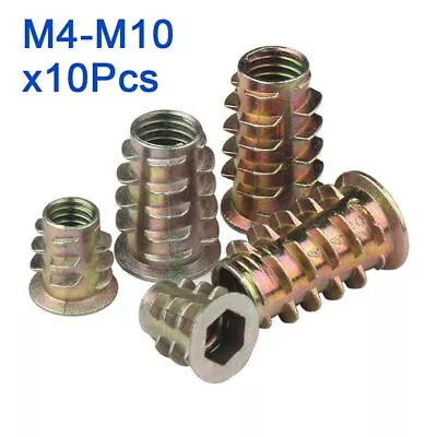 10pcs/lot Zinc Alloy Hex Nut M4 M5 M6 M8 M10 Wood Insert Inner Thread  Durable • $9.41