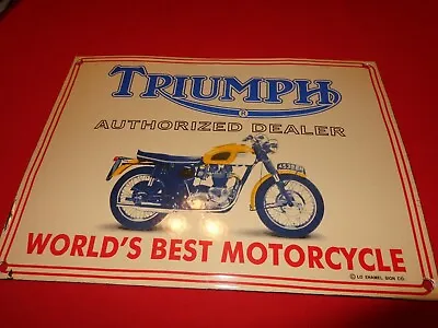 10 X 14in TRIUMPH HEAVY METAL PORCELAIN SIGN AS IS ESTATE LIQUIDATION PRICE #817 • $119.99