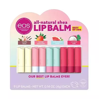 NEW EOS Lip Balm Shea Hydrating All-Natural All Day Moisture 9 Pack (4 Scents) • $26.95