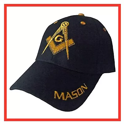 🧢Freemasons Mason Baseball Cap Black Masonic Hat Masons Square & CompassesLogo • $12.99