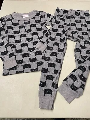 Hanna Andersson Organic Cotton Kitty Cat   Long Johns Pajamas Set   110   5 • $18