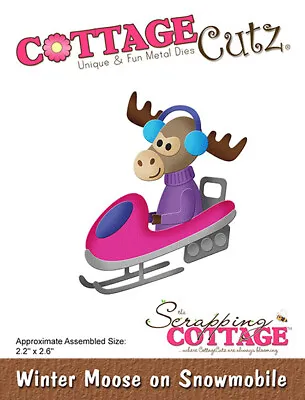 New Scrapping Cottage Cutz Metal Cutting Die Winter Moose On Snowmobile  • £19