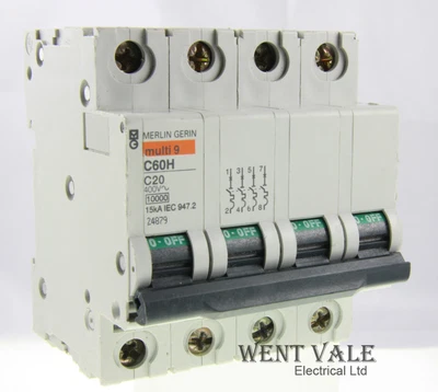£45.75 • Buy Merlin Gerin Multi 9 - C60HC420 - 20a Type C Four Pole MCB Used