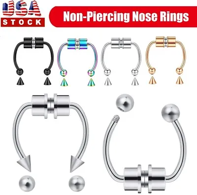 4 Color Non-Piercing Magnetic Nose Rings Septum Segment Helix Club Clickers Gift • $3.95