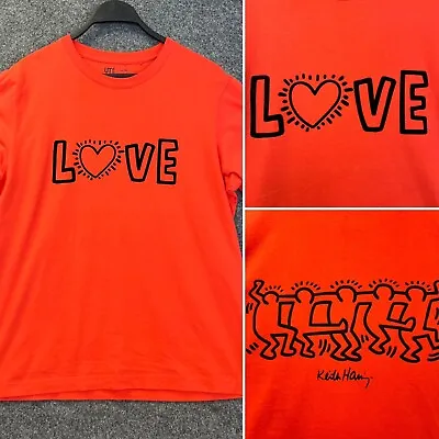 Keith Haring X Uniqlo LOVE Print Orange/red T Shirt Size Large • £19.99