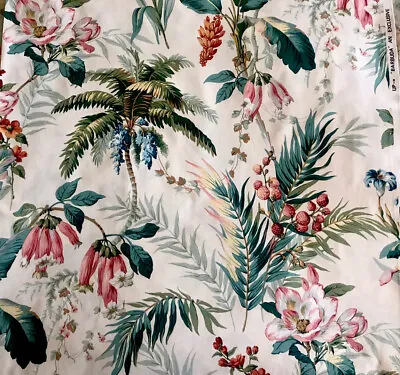 Schumacher  Fabric ‘Barbuda’ Bamboo Tree RussetIndigoJade&Pink 61x61cm • $23.57