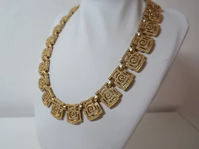 £64.99 • Buy Vintage Statement Trifari Gold Tone Statement Greek Key Choker / Collar Necklace