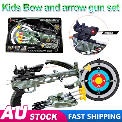 AU Outdoor Sport Shooting Toy Set Kids Real Action Mini Bow And Arrow Gun Gift • $41.99